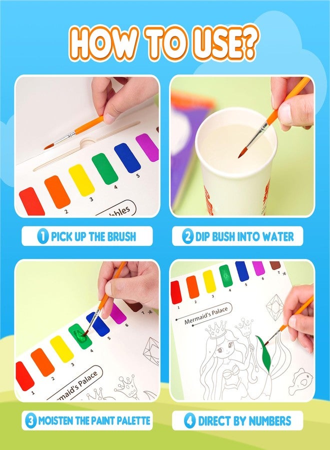 YPLUS Paint with Water Books for Toddlers, Watercolor Painting Paper for Kids Ages, Art Craft Gift for Drawing with Brush Christmas Stocking Stuffers for Kids Toddler - Mermaid - Image 2